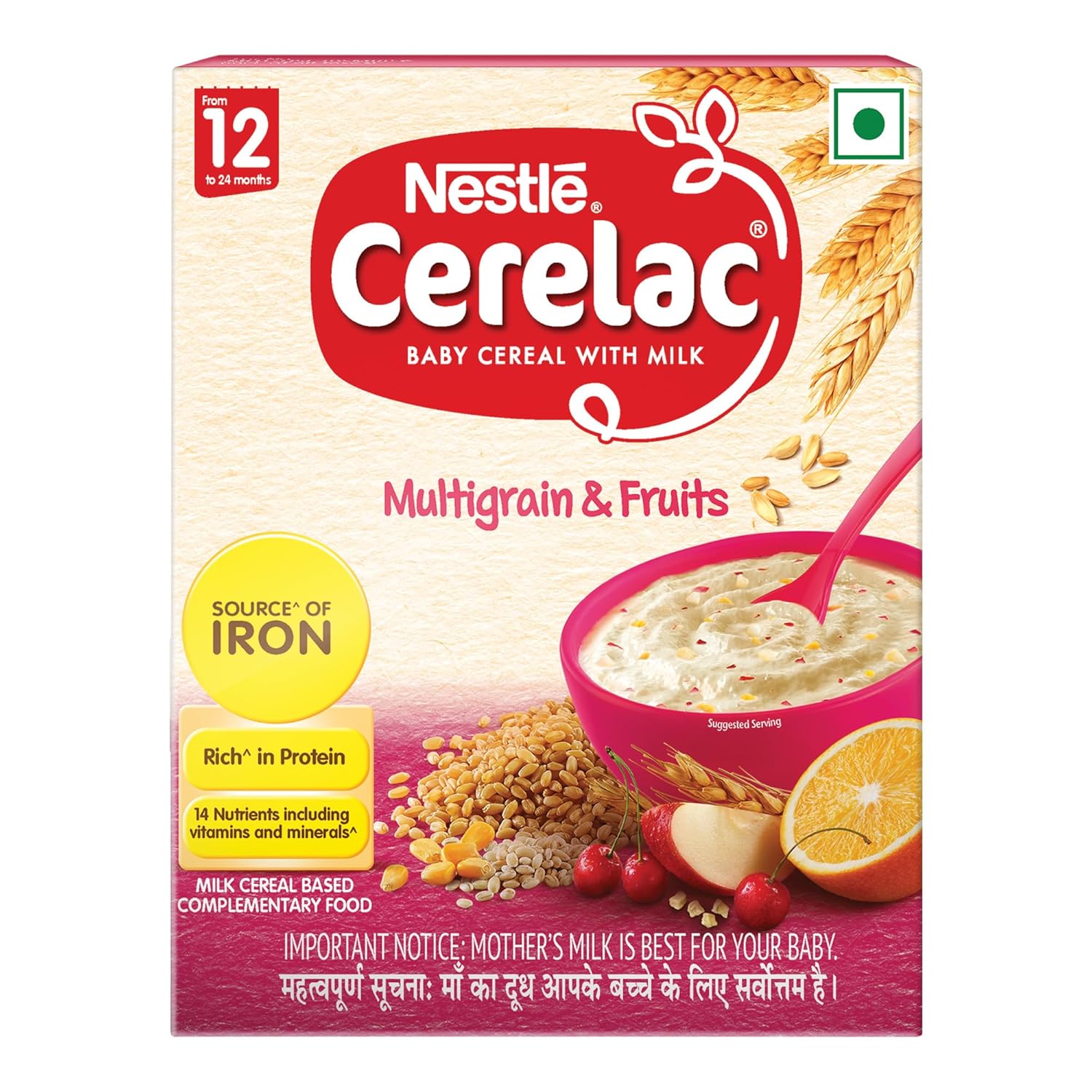Nestle Cerelac Multigrain & Fruits , from 12 to 24 months ,  300gm